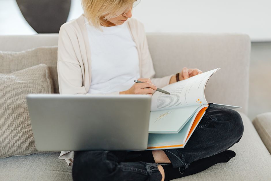 person studying with laptop